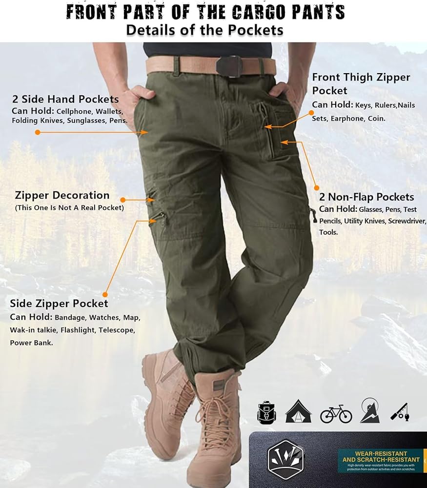 GSGGIG Men's Work Pants, Cargo Pants for Men, Straight Tactical