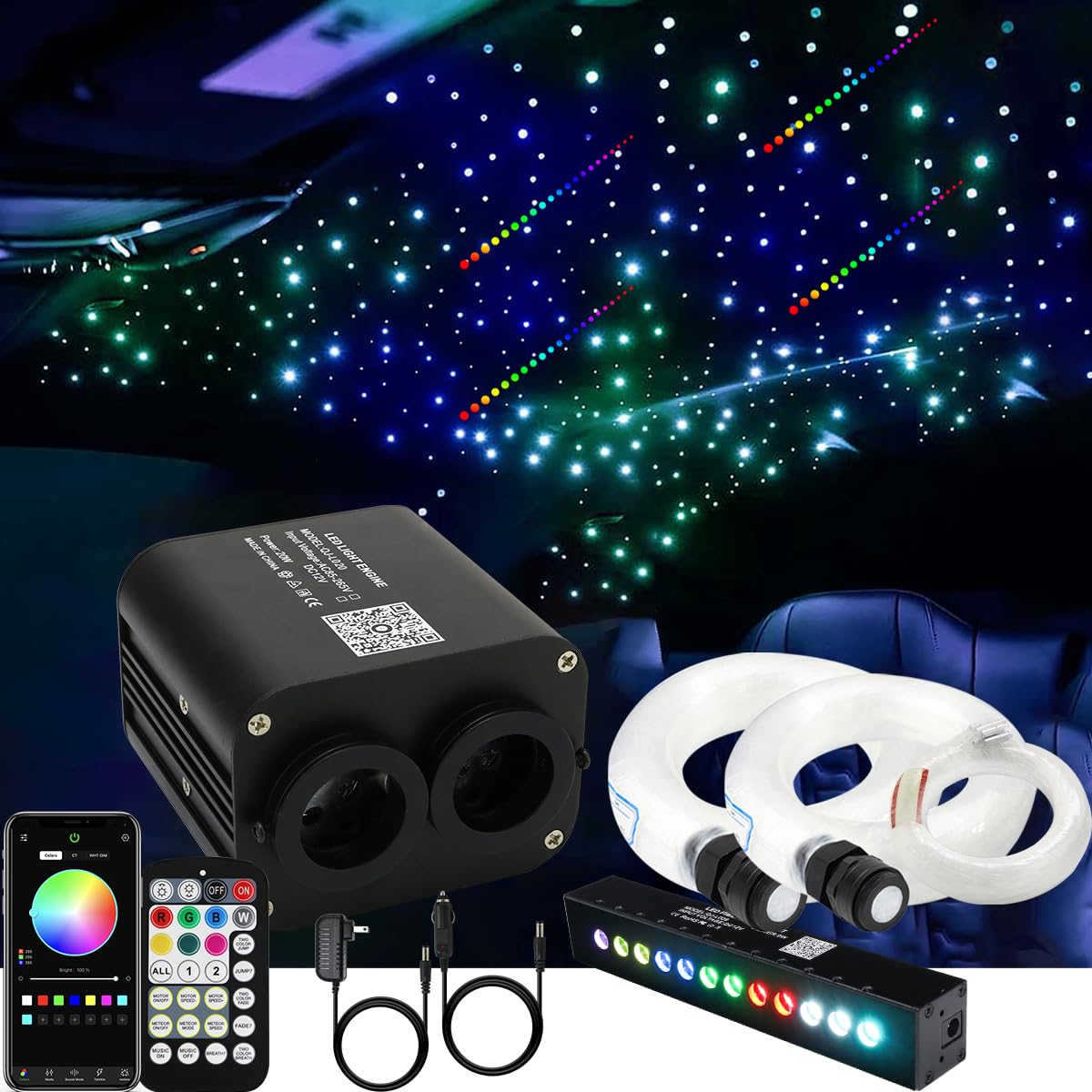 AZIMOM Dual Color 20w Twinkle Fiber Optic Starlight Headliner Kits