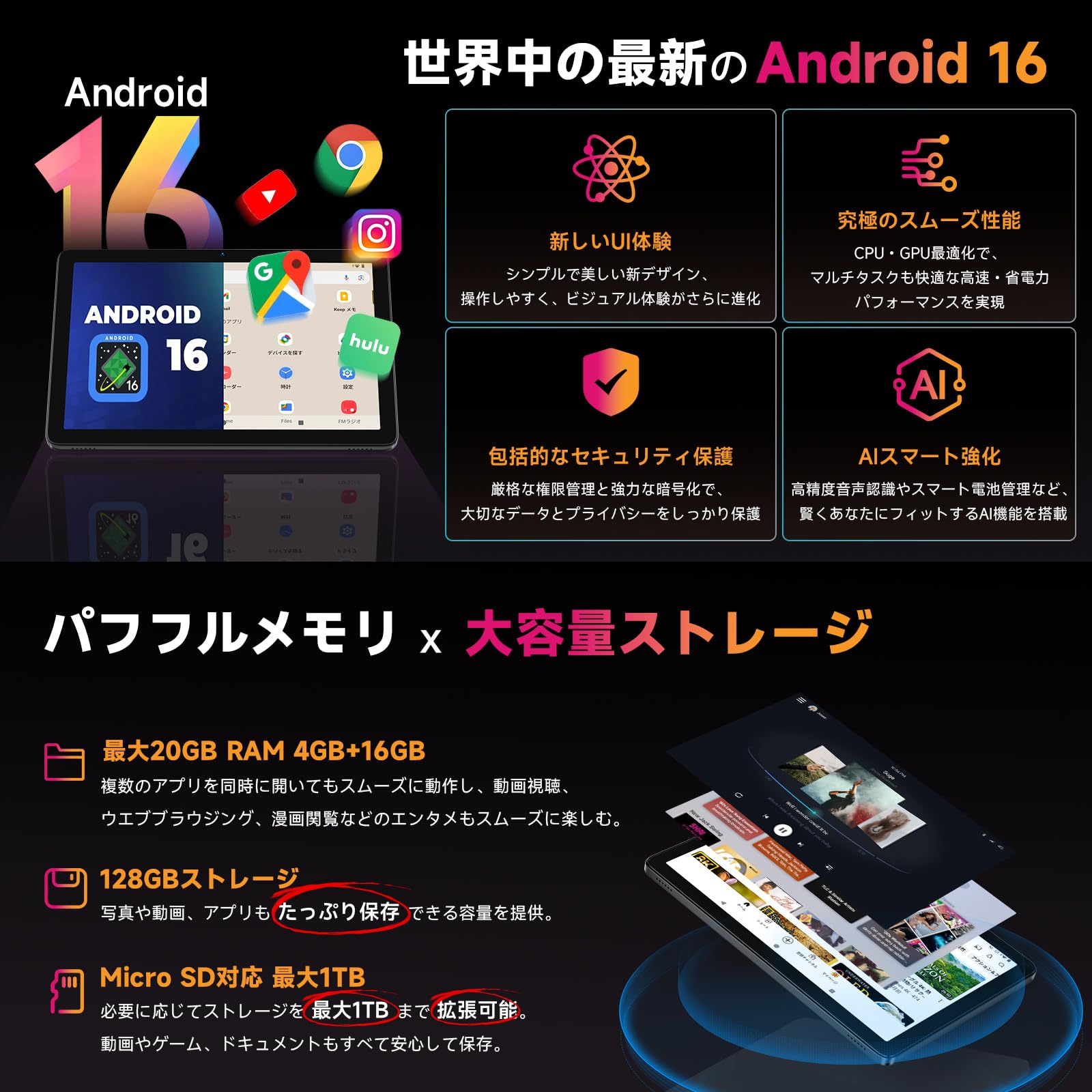 Amazon.co.jp: 【AI最適化OS Android16 タブレット 初登場】Bmax