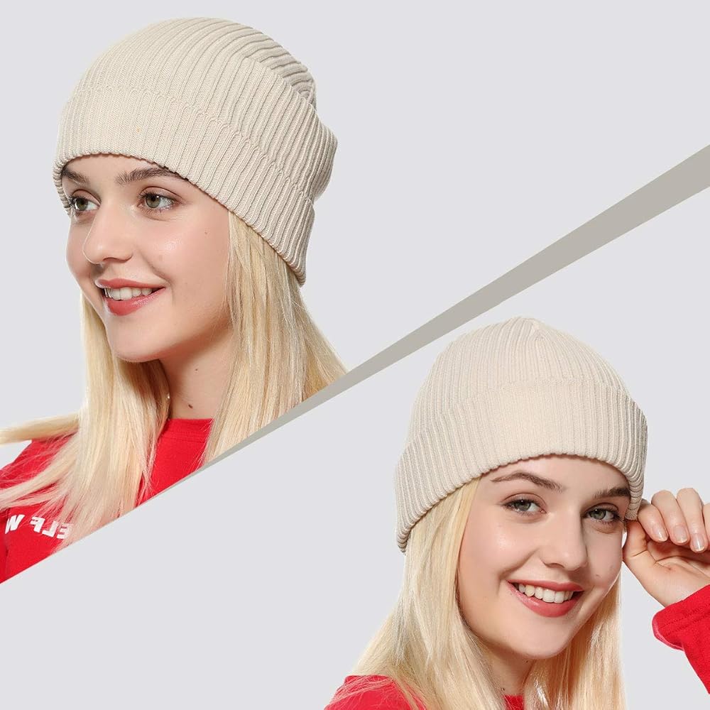 zowya Mens Winter Knit Beanie, Rib Watch Cap Skull Cap Winter Ski
