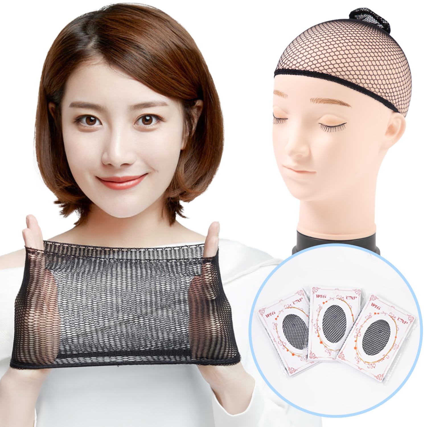 ブラックヘアウィッグ3個セット CG-19 美容国試本番用ウィッグ未使用