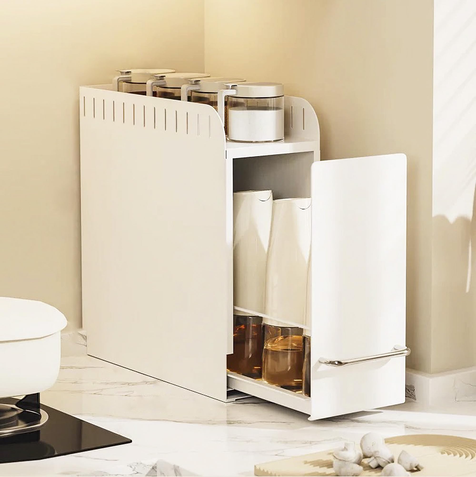 隠せる 引き出し式調味料ラック 50cm 3段 大容量 スパイス 省スペース