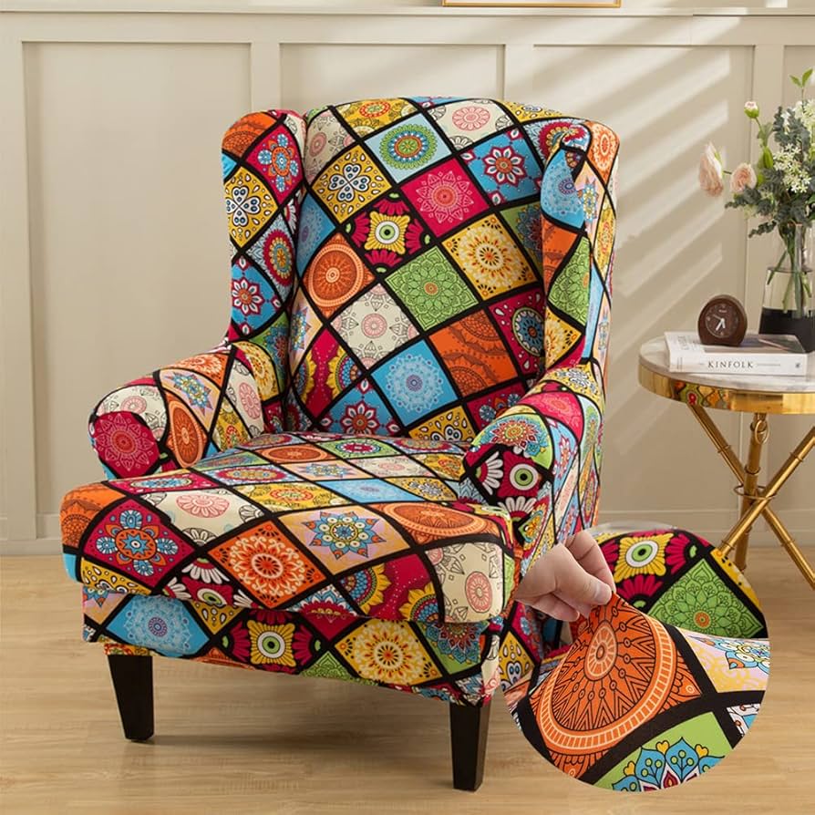 Amazon.com: Stretch Wingback Chair Covers 2-Piece Wing Chair Cover