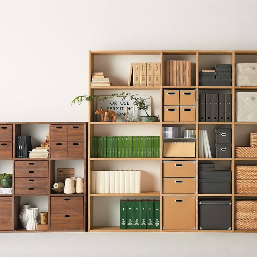 Amazon｜無印良品 スタッキングシェルフ・ワイド・5段・オーク材 幅