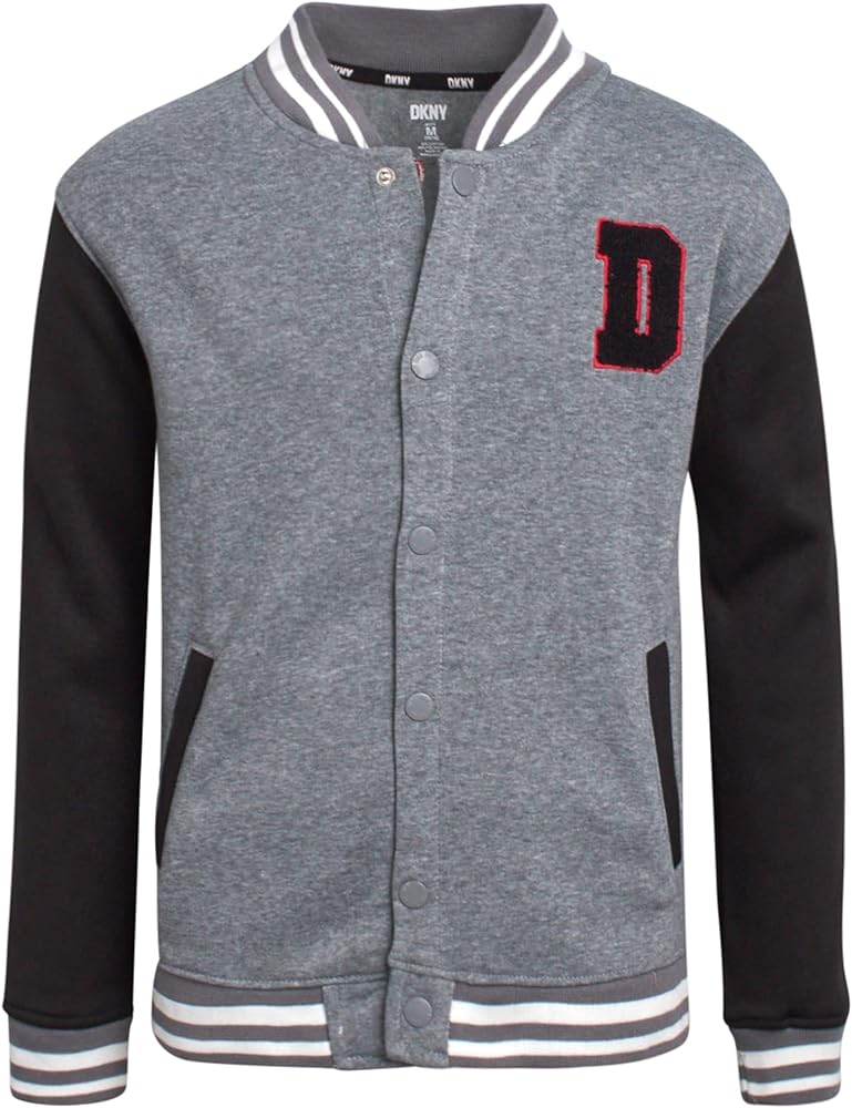 Amazon.com: DKNY Boys Bomber Jacket - Stylish Letterman Fleece