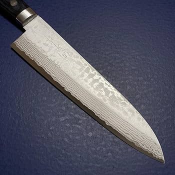 Amazon | 訓平作 牛刀 包丁 180mm 彩流 紺柄 積層ダマスカス V金10号