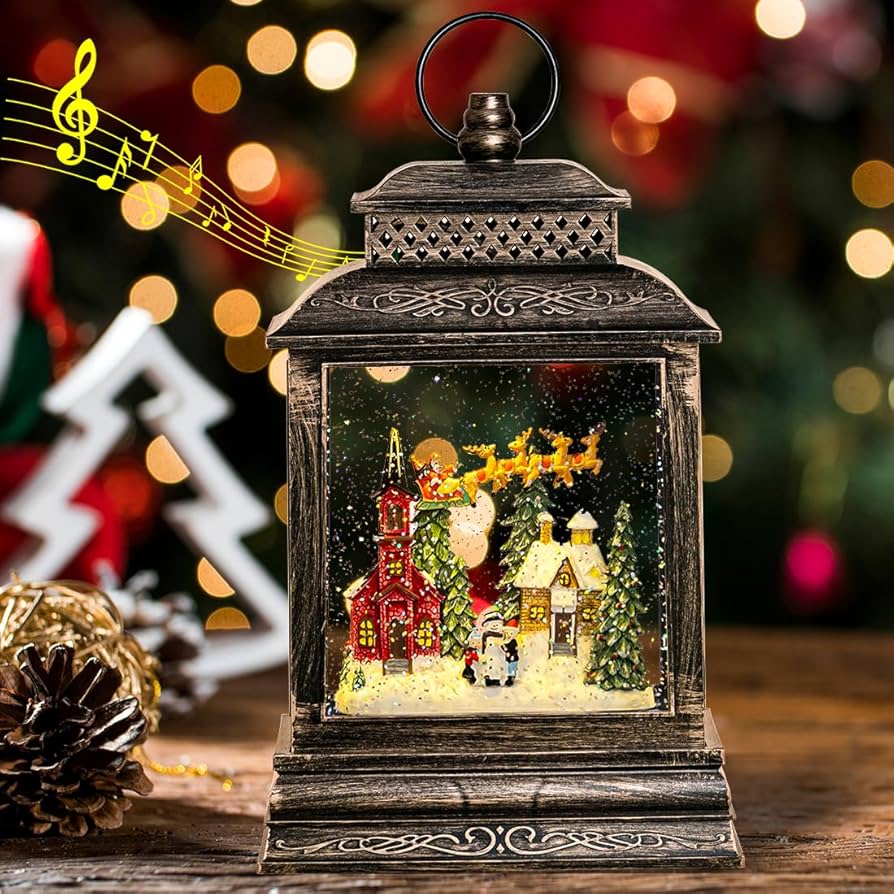 Amazon.co.jp: GOOSH クリスマス スノードーム ランタン 水 キラキラ