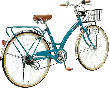 Amazon | シティサイクル 26インチ スチール シマノ製 6段変速 前カゴ