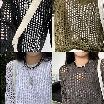YZNLOQ Women Hollow Out Crochet Knit Tops,Summer See Through Crew