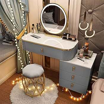 Amazon｜WestUx 化粧台 鏡 スツール付きドレッサー 姫系 ドレッサー