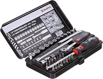 Zebra 096511 Conjunto de 32 Chaves de Soquete Wurth 33 Peças 1/4