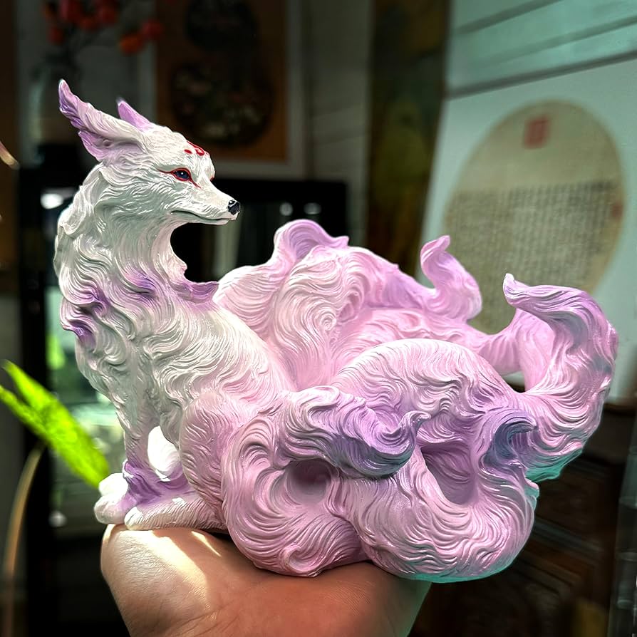 Amazon.co.jp: 九尾の狐 台座付き 置物 玄関 仏壇 飾り 縁起物 玉藻前