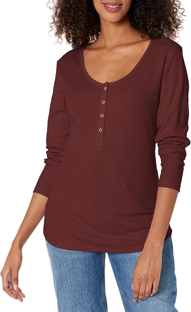 WR LS THRML SNAP HNLY:BRGUNDY, XS, Burgundy at Amazon Women's