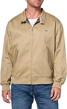 Lacoste Men's Water-Repellent Twill Harrington Jacket, Lion, Small