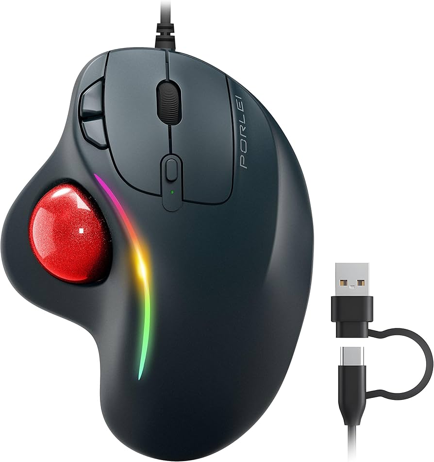 Amazon.com: PORLEI Wired Trackball Mouse with RGB Lighting