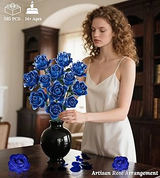 Loyratche Blue Roses Flower Bouquet Building Set, Compatible with