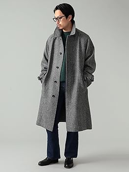 Amazon | [ビームスエフ] コート HARRIS TWEED ヘリンボーン シングル
