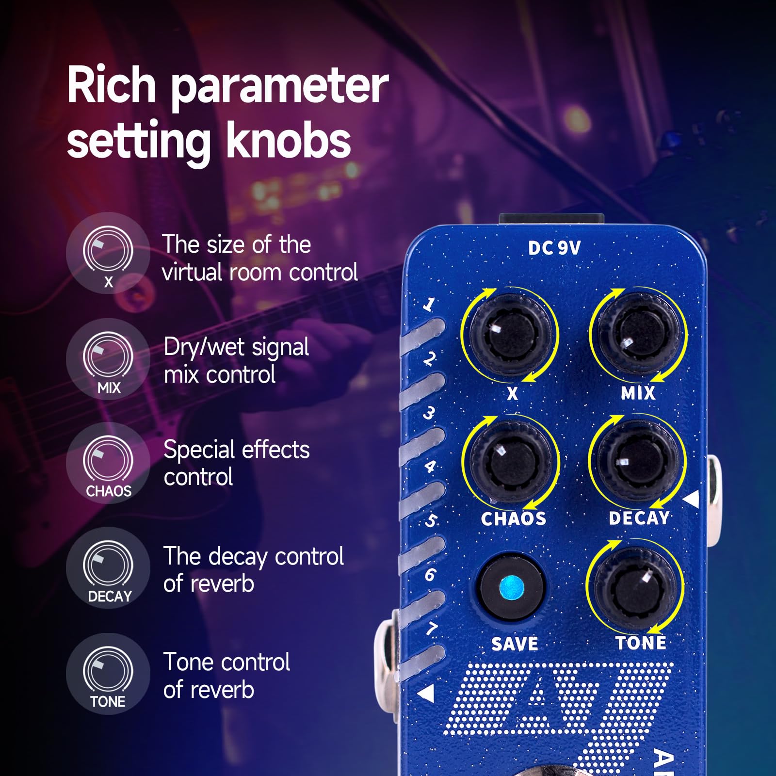 Amazon.com: MOOER A7 Reverb Guitar Pedal Ambiance Versatile with 7