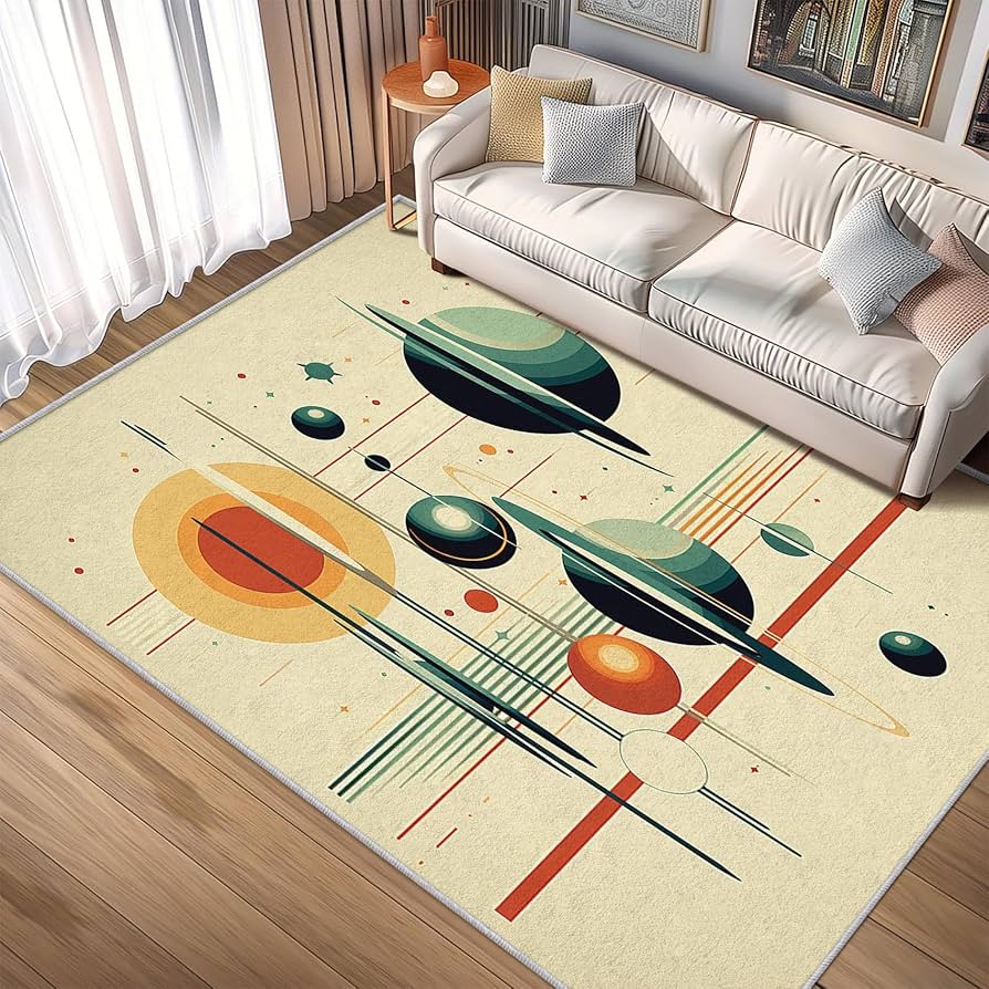 Amazon.com: Mid Century Rugs for Living Room 4x4, 50s Retro
