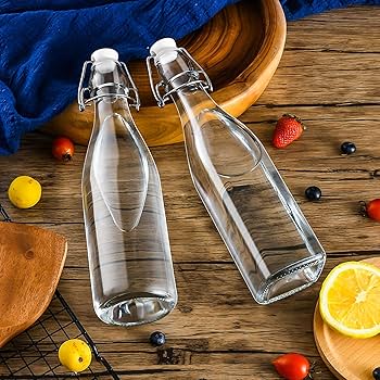 Amazon.co.jp: スイングトップガラスボトル2個パック、圧力安全