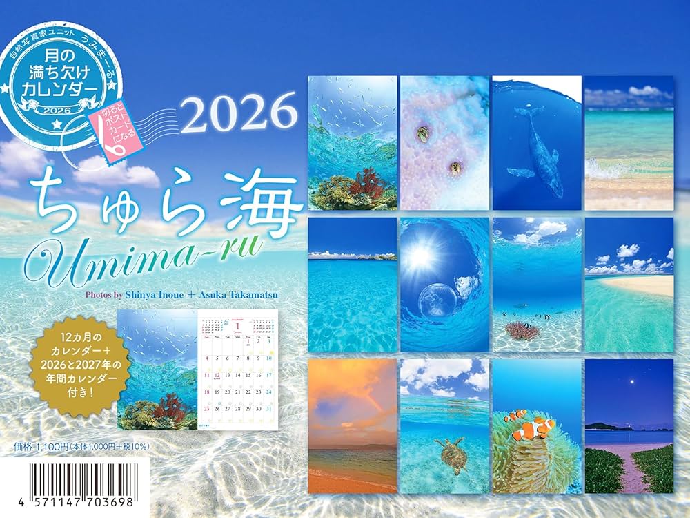 Amazon.co.jp: 2026うみまーる卓上ムーンカレンダー `ちゅら海