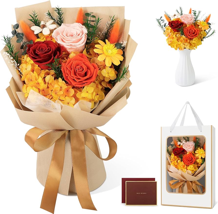 Amazon｜SENJWARM プリザーブドフラワー 枯れない花 花束 薔薇 香り