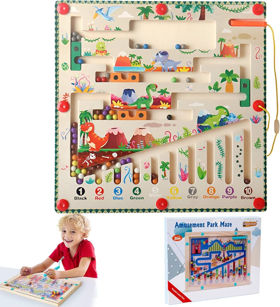 Amazon | 迷宮ボール 知育 おもちゃ 木製磁気迷路 多機能マグネット