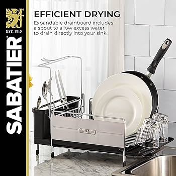 Amazon | Sabatier Expandable Dish Rack with Soft Touch Coating