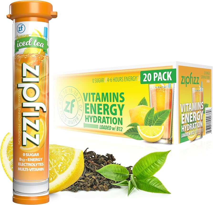 Amazon.com : Zipfizz Daily Energy Drink Powder, Lemon Iced Tea, 20