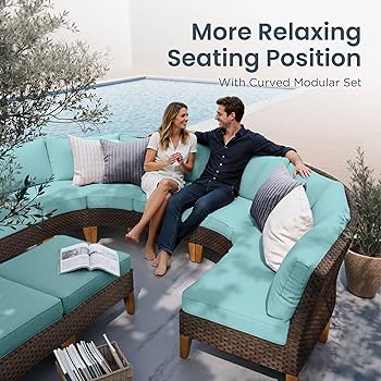 Amazon.com: PHI VILLA 8-Piece Wicker Patio Furniture Set, Outdoor