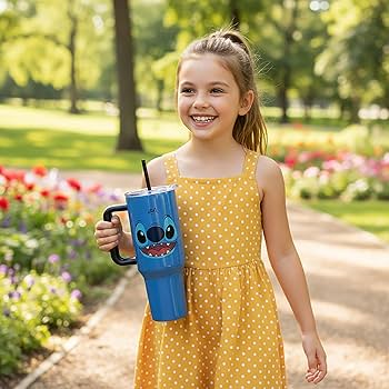 Amazon.com | Bioworld Disney Stitch Face 40 Oz Blue Stainless