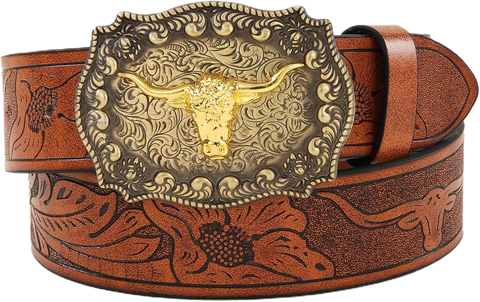 Amazon | [SARDFXUL] ヴィンテージウエスタンベルトロングホーンブル