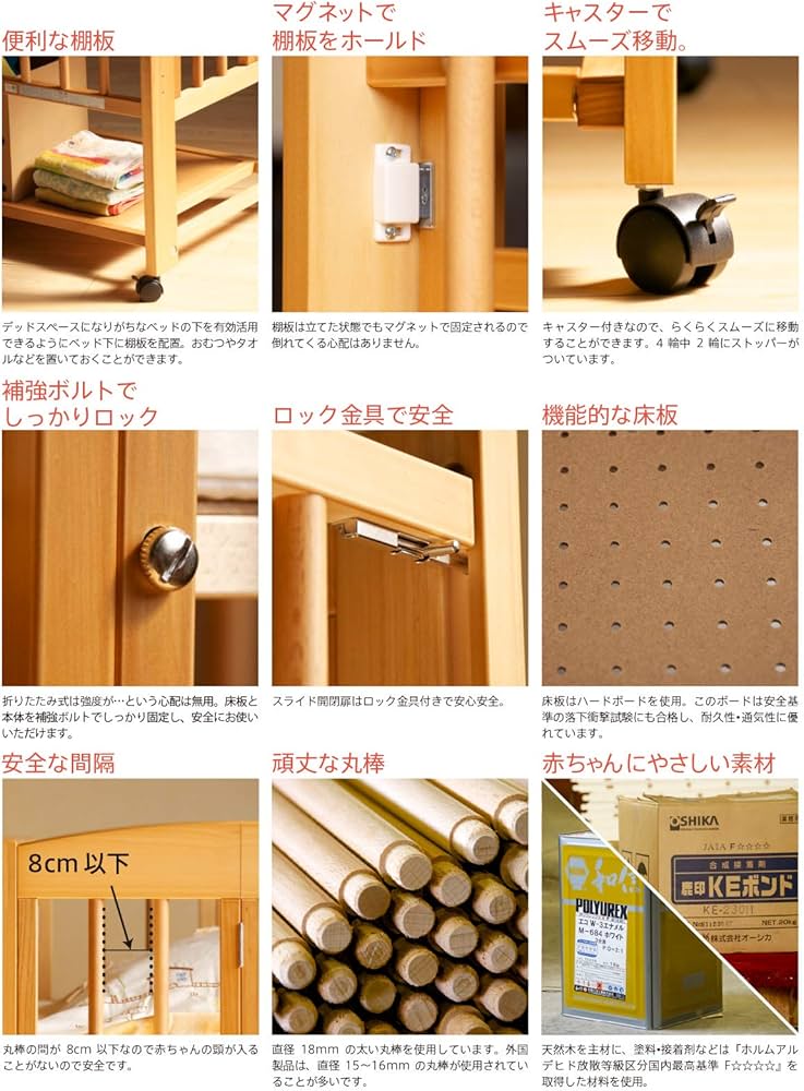 Amazon.co.jp: 日本製ベビーベッド「ミニ ワンタッチハイベッド プチ