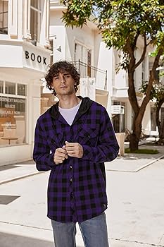 Cromoncent Boys Mens Casual Long Sleeve Button Down Hooded Shirt