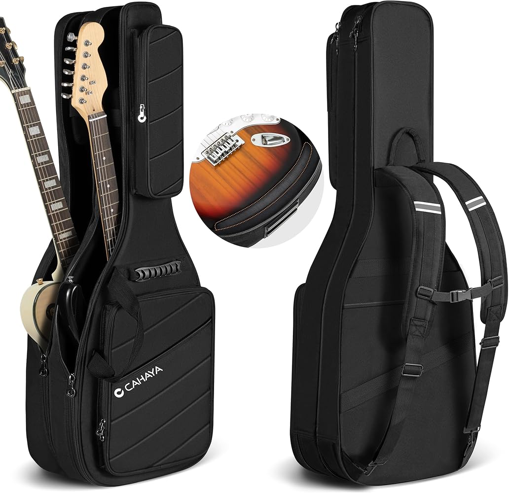 Amazon.co.jp: CAHAYA エレキギターケース 2本入れ 18mmスポンジ 大