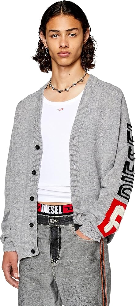 Amazon | [Diesel] (ディーゼル) メンズ ニットカーディガン ロゴ