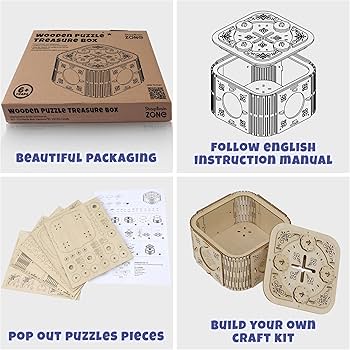Amazon.com: DIY Wooden Puzzle Treasure Box Kit - 3D Mechanical