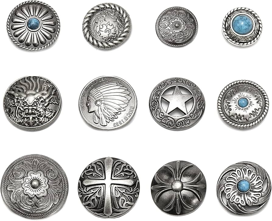 Amazon | サムコス 12個セット コンチョ ボタン 20mm～32mm ねじ式