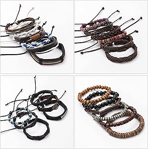 Amazon.com: FIRAZIO 27Pcs Braided Leather Bracelets for Men Women