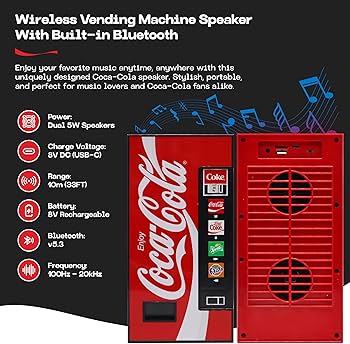 Amazon.com: Coca-Cola Vending Machine Bluetooth Speaker, Dual 5W