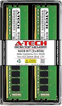 A-Tech 16GB (2x8GB) DDR4 2400MHz DIMM PC4-19200 UDIMM Non-ECC 2Rx8