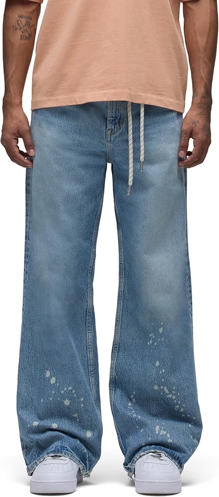 Hudson Men's Luca Loose Fit Wide Leg Denim Pant, Bleached, 28 at