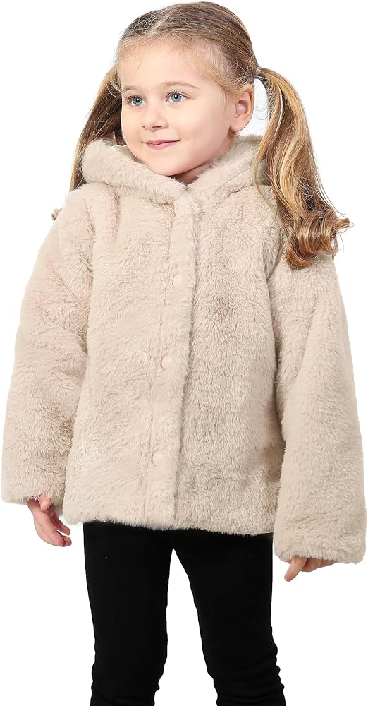 Amazon.com: Lilax Girls Cozy Hooded Winter Faux Fur Jacket 2T