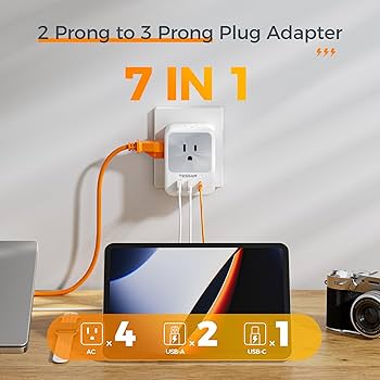 Amazon.com: 2 Prong to 3 Prong Outlet Adapter, TESSAN US to Japan
