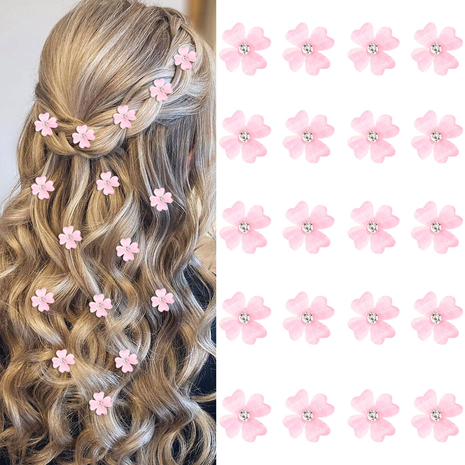 Amazon.com : YISSION 20Pcs Mini Pink Flower Hair Clips with