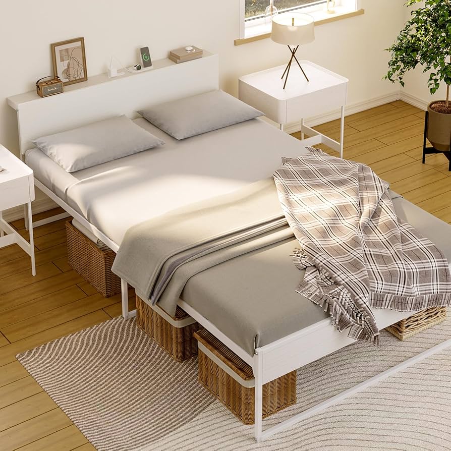 Amazon｜SINNONAKA 2口コンセント ベッドフレーム 宮棚付き シングル