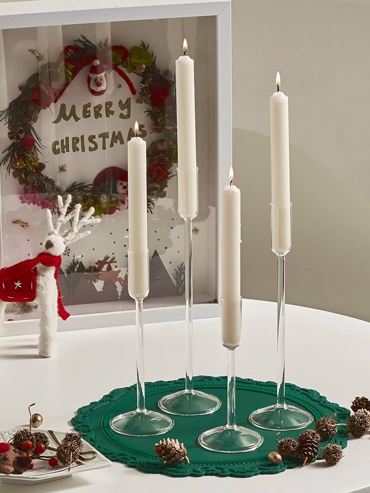 Willceka Candle Holder, Glass Taper Candle Tall Candlestick Holder