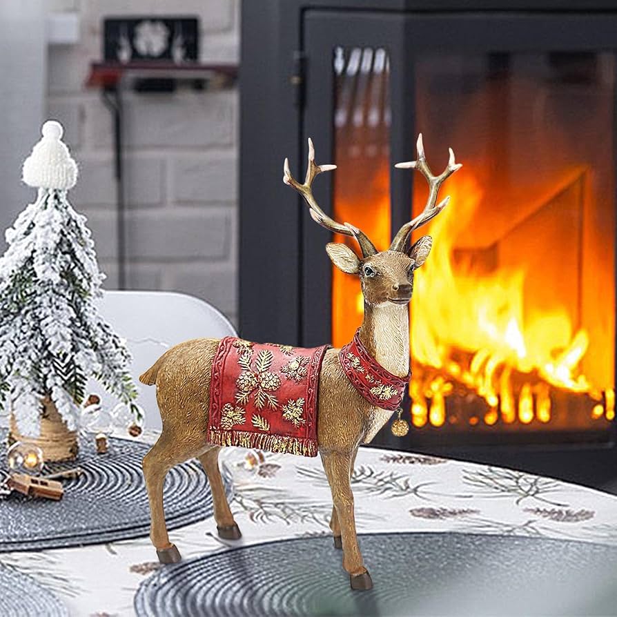 Amazon.co.jp: ジェネリック小型トナカイ彫刻 - 樹脂クリスマス