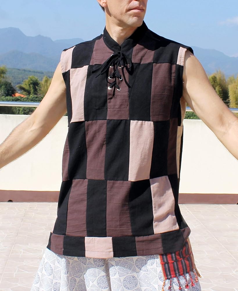 Svenine Renaissance Jester Sleeveless Sack Patch Muang Cotton Vest