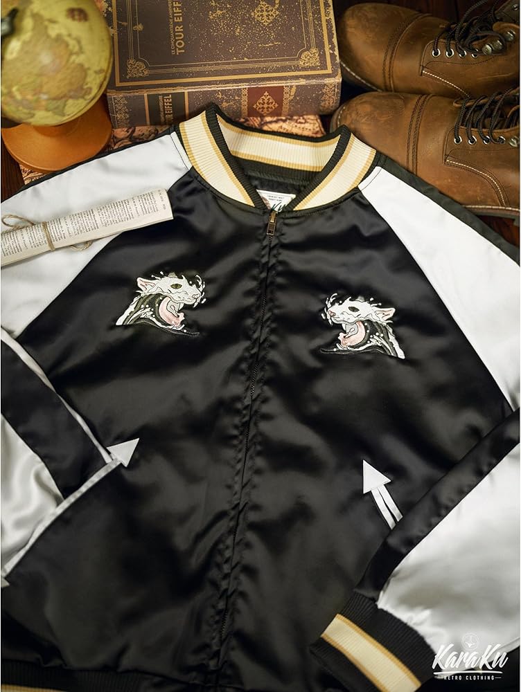 Amazon | [karaku] 横須賀「神奈川沖浪裏と波乗り猫」浮世絵刺繡入り